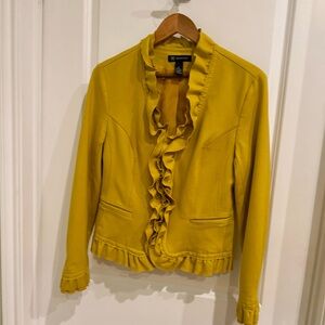 INC International Concepts Mustard Yellow Blazer with Ruffle Detail
